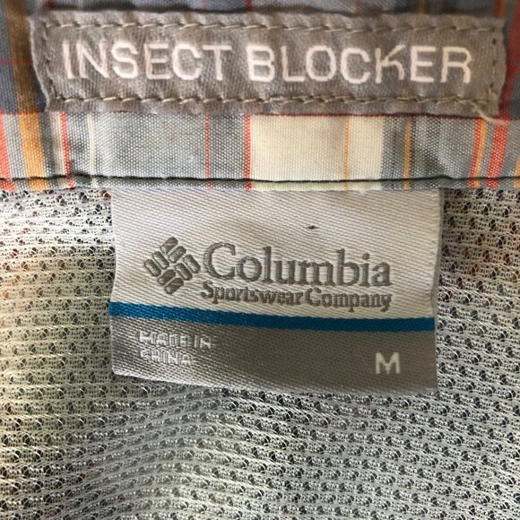 Columbia Shirt Outdoor Insect Blocker Lng Sleeve Size Medium grey/rd/ornge plaid - Picture 5 of 12